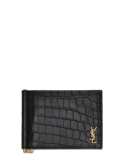 Monogram leather wallet w/ bill clip - Saint Laurent - Men