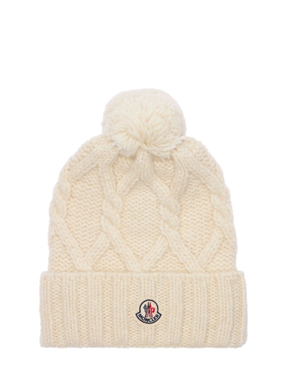 Moncler - Cappello beanie in maglia di misto alpaca - Bianco | Luisaviaroma