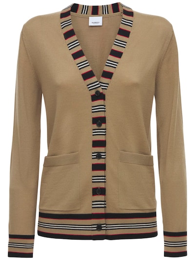 burberry logo trim cardigan