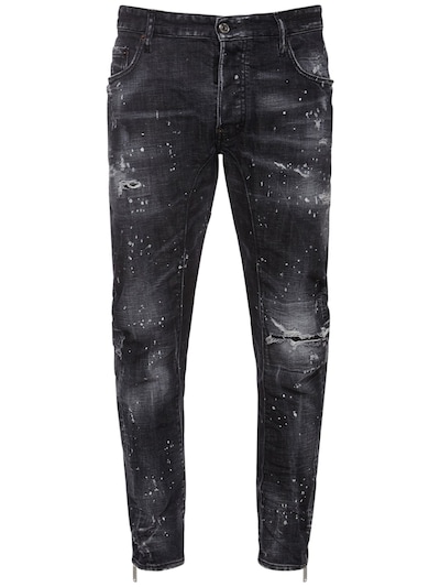 Dsquared2 - 17cm tidy biker zip cotton denim jeans - Black | Luisaviaroma