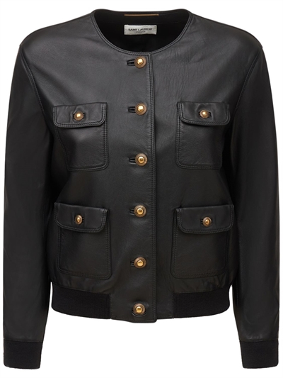 saint laurent patch leather jacket