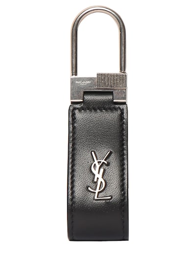 Monogram leather keyring w/ charm - Saint Laurent - Men | Luisaviaroma