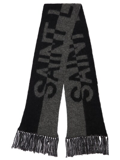 Herren Accessoires Schals Saint Laurent Wolle Wollmischschal Mit Logo in Schwarz für Herren 