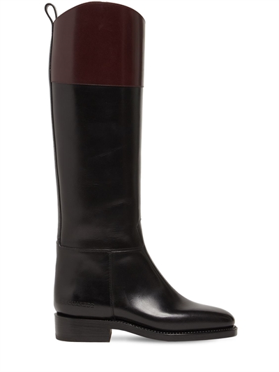 Dsquared2 - Botas altas de piel 20mm - Negro/Burdeos | Luisaviaroma