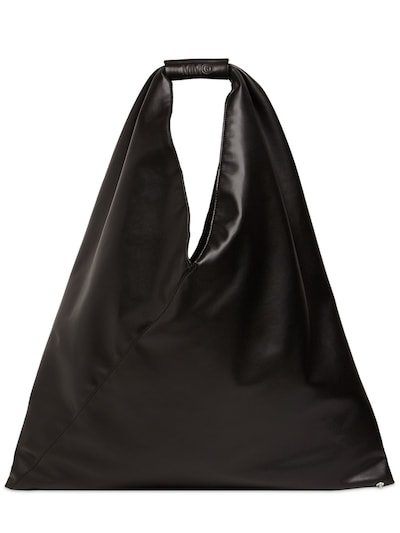 Mm6 Maison Margiela - Medium japanese faux leather tote bag - Black | Luisaviaroma