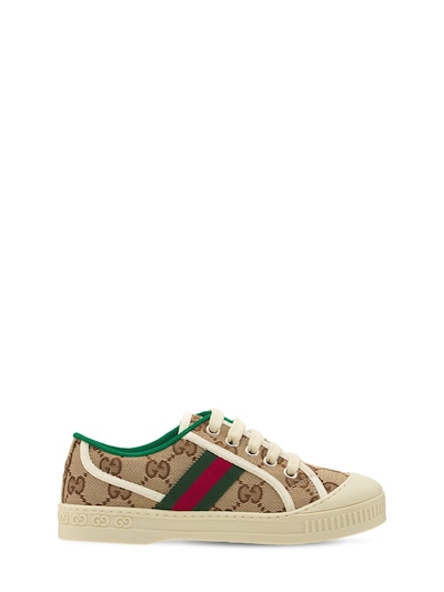 barrière zonde droogte Gg tennis 1977 cotton lace-up sneakers - Gucci - kids-girls | Luisaviaroma