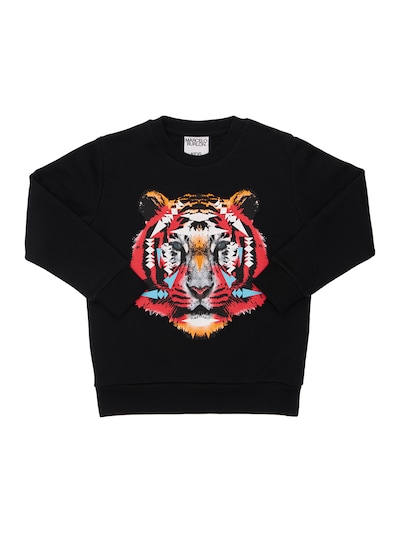 Marcelo Burlon County Of Milan - Tiger print cotton sweatshirt - Black Luisaviaroma