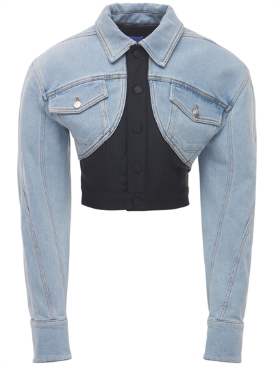 Mugler - Stretch denim \u0026 jersey jacket 