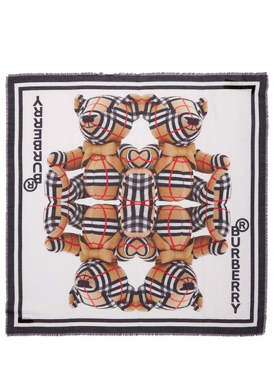 Luisaviaroma Boys Accessories Scarves Bear Print Cotton & Silk Scarf 