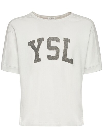 Uomo T-shirt da T-shirt Saint Laurent T-SHIRT STAMPA LOGOSaint Laurent in Cotone da Uomo colore Bianco 