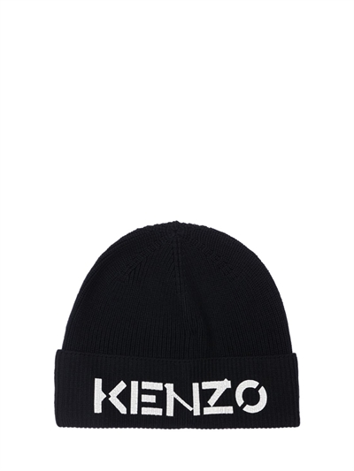 KENZO - Logo embroidery wool beanie 