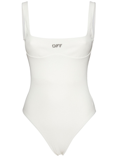 off white one piece bathing suit