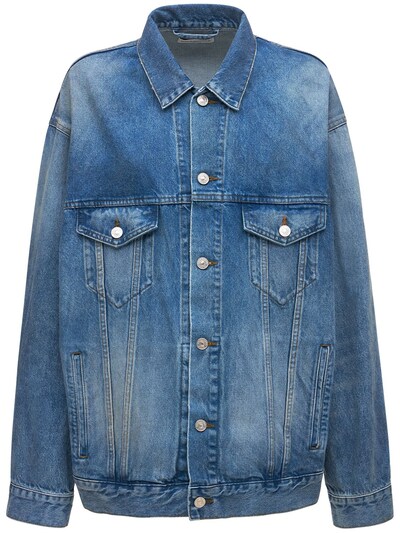 Large fit japanese cotton denim jacket - Balenciaga - Women | Luisaviaroma