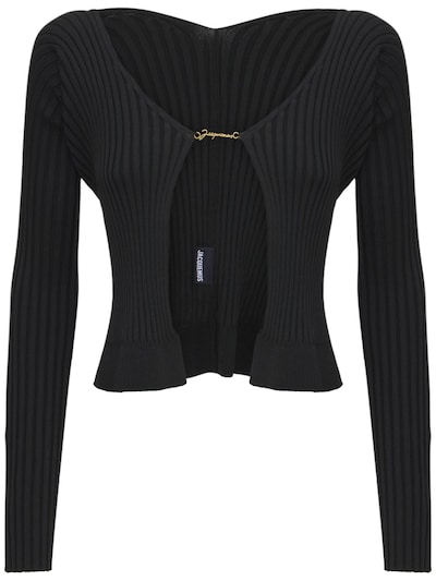 Jacquemus - Le maille pral&#249; viscose blend knit top - Black | Luisaviaroma