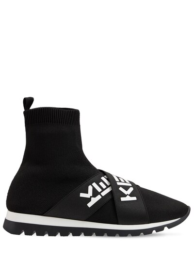Intermediate pouch Synes godt om Kenzo Kids - Logo print cotton high sock sneakers - Black | Luisaviaroma
