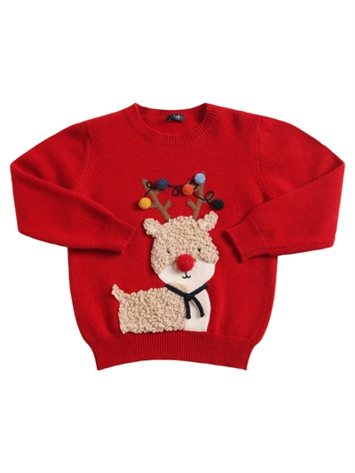 Il Gufo Reindeer Virgin Wool Knit Sweater Red Luisaviaroma