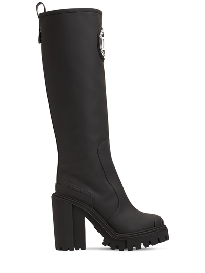 Dolce \u0026 Gabbana - Stivali alti in ecopelle gommata 90mm - Nero |  Luisaviaroma