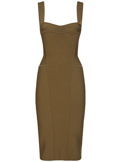 olive green fitted dress