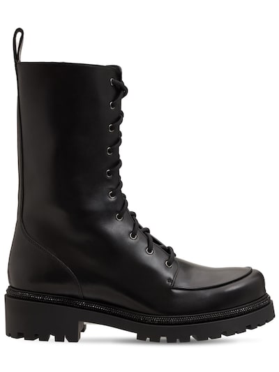 frustrerende komme ud for lunge René Caovilla - 25mm embellished leather combat boots - Black | Luisaviaroma