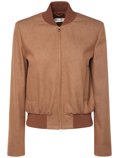 Max Mara - Preston cotton blend bomber jacket - Light Brown | Luisaviaroma