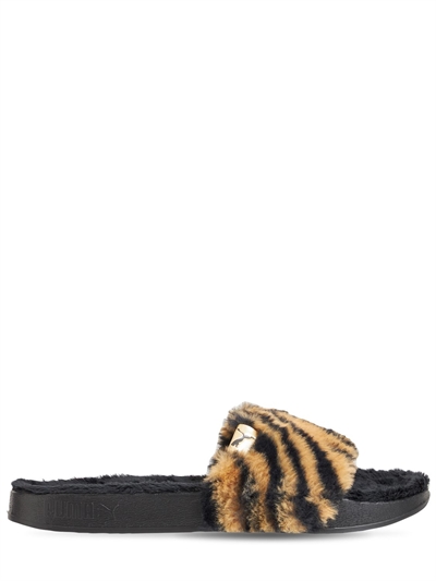 puma furry slides leopard