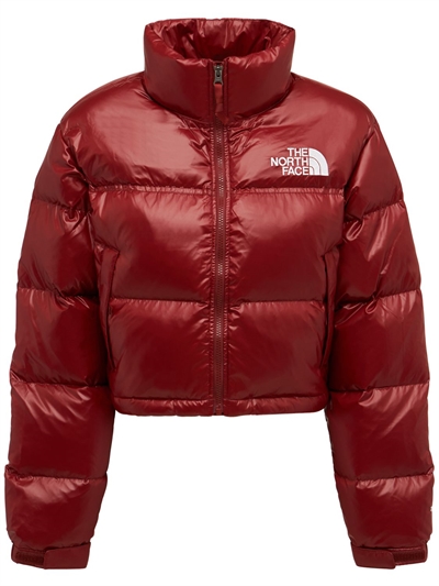 red north face down jacket