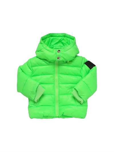 neon green padded jacket