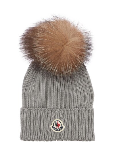 moncler pom pom hat grey