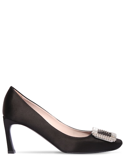 Roger Vivier - 70mm trompette embellished satin pumps - Black ...