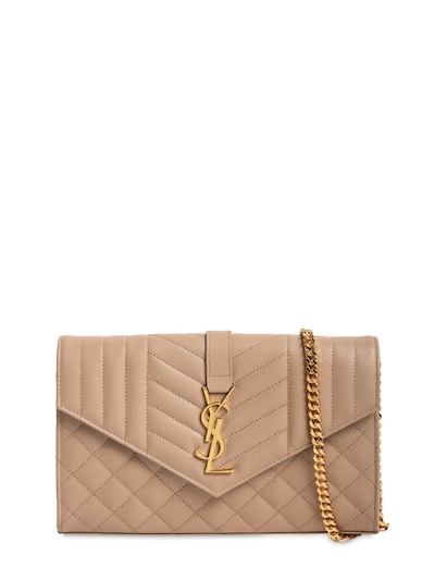Saint Laurent Small Monogram Quilted Leather Envelope Wallet on a Chain