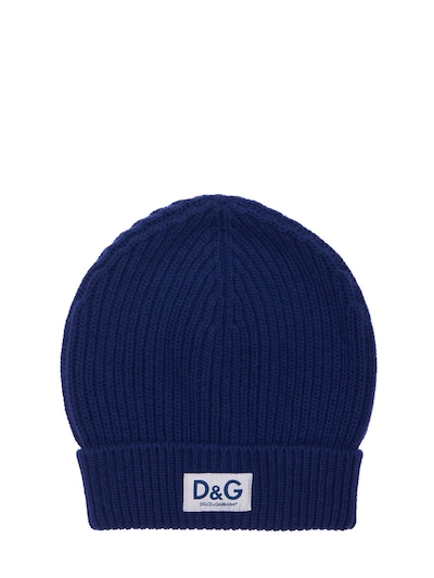 Dolce & Gabbana - D&g patch wool knit beanie hat - Dark Blue | Luisaviaroma