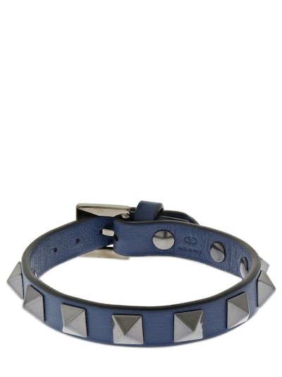 Valentino - Rockstud leather belt bracelet - Blue | Luisaviaroma