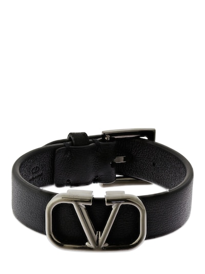 Valentino V-Logo Leather Bracelet