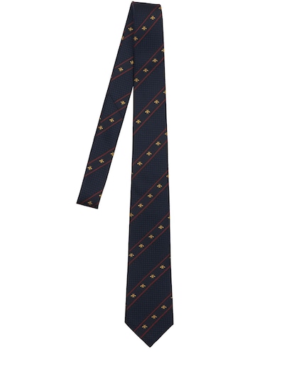 Gucci - 7cm bee web silk tie - Midnight Blue | Luisaviaroma