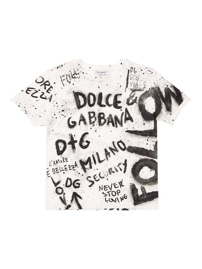 Dolce & Gabbana - All over print cotton t-shirt - White/Black | Luisaviaroma