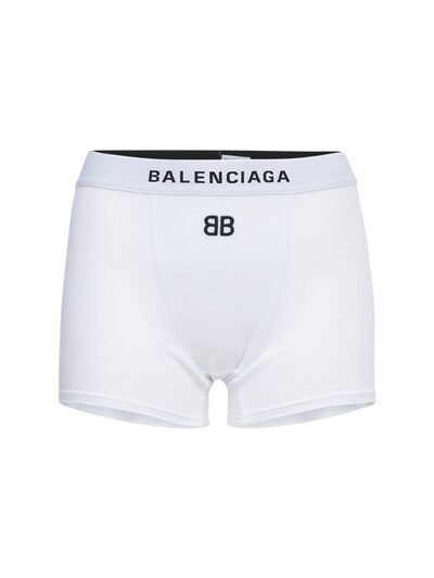 Stretch cotton jersey mini sport shorts - Balenciaga - Women | Luisaviaroma