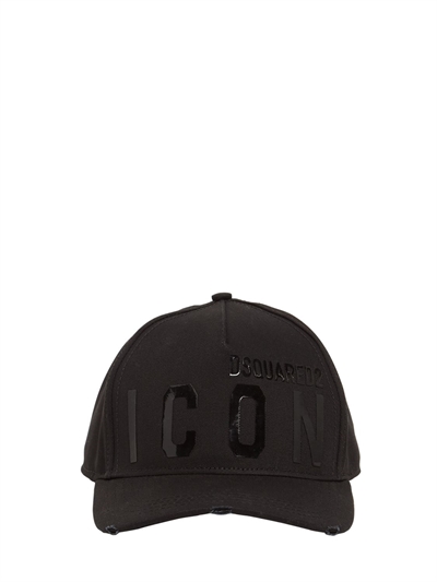 Icon shiny print cotton gabardine cap 