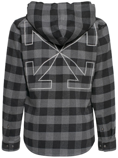 Off-White - Arrow hoodie flannel shirt - Grey | Luisaviaroma