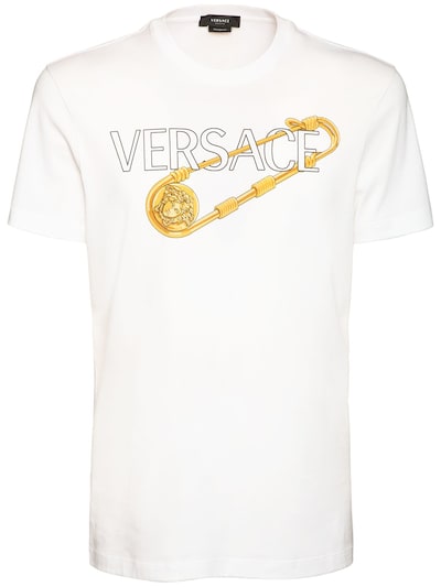 Versace - Logo print cotton jersey t-shirt - White | Luisaviaroma