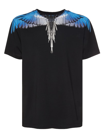 Marcelo Burlon Of - wings cotton jersey t-shirt - Black/Blue |