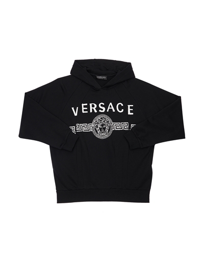 Versace - Felpa in cotone con cappuccio - Nero | Luisaviaroma