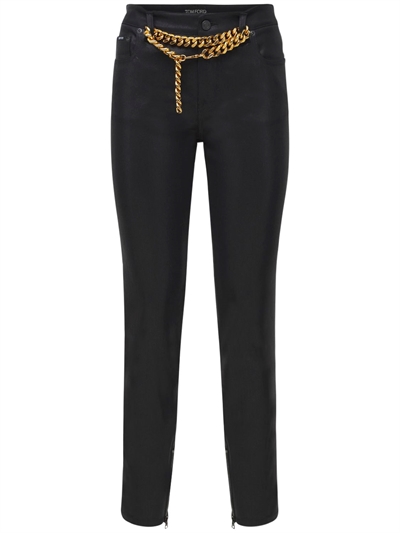 Tom Ford - Pantaloni skinny in denim lucido - Nero | Luisaviaroma
