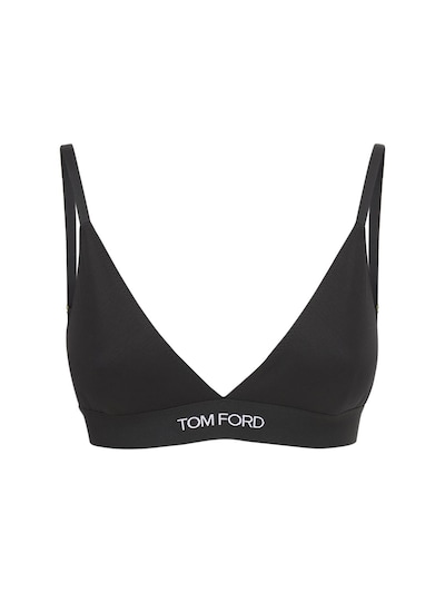 Tom Ford - Logo jersey triangle bra - Black | Luisaviaroma