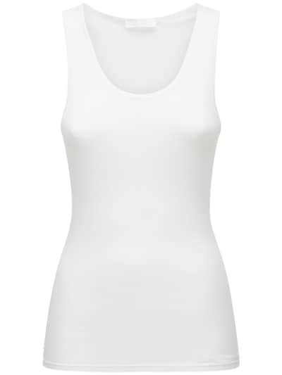 Tank Top White Ribbed Cotton Jersey