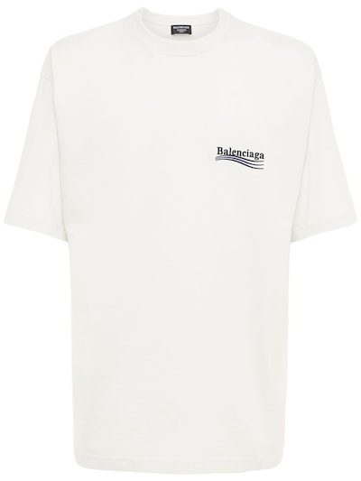 Political logo cotton t-shirt Balenciaga - Men | Luisaviaroma