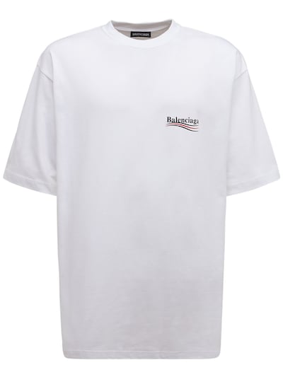 Political logo cotton t-shirt Balenciaga - Men | Luisaviaroma