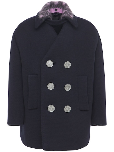 Prada - Virgin wool double breast coat - Navy | Luisaviaroma