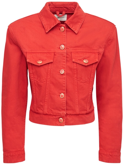 red denim cropped jacket