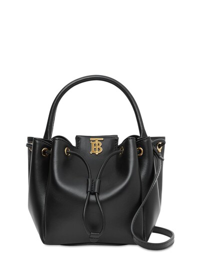 Burberry - Peony grain leather bucket bag - Black | Luisaviaroma