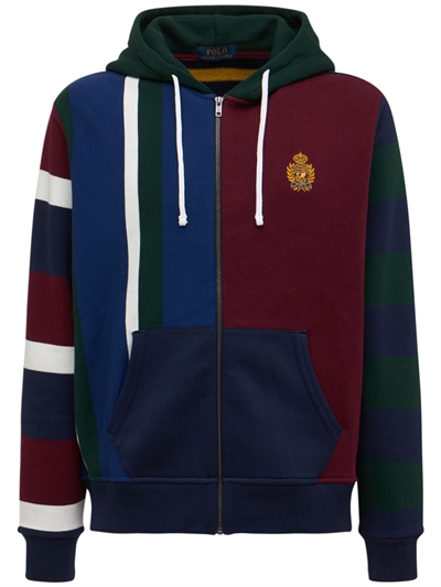 patchwork hoodie polo